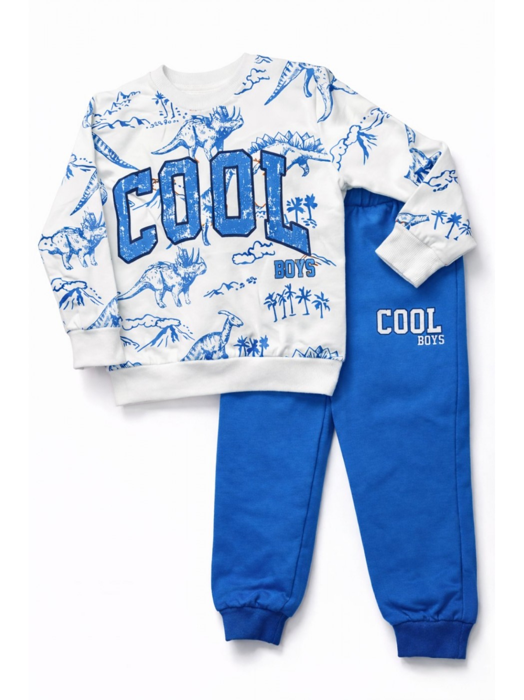 Детски комплект "Cool" с динозаври - блуза и долнище – син